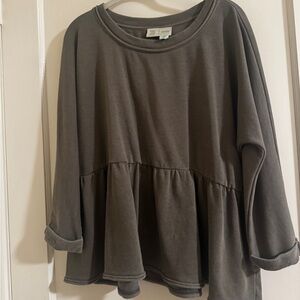 Anthropologie Dark Green Peplum Blouse